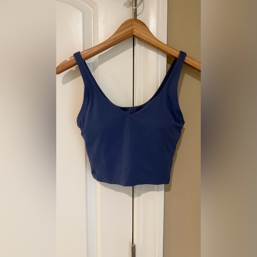 Blue/Grey women’s workout crop tank top